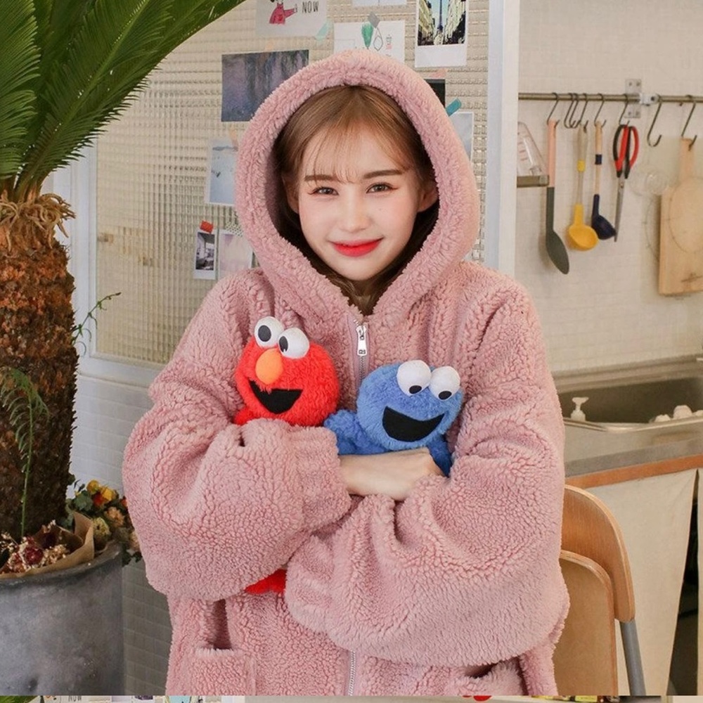 Cute Pink Teddy Sherpa Fleece Coat